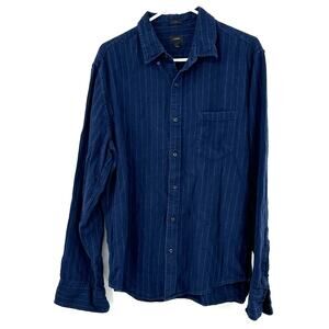 J Crew Size Large Shirt Blue Pinstripe Button Up‎ Slim Fit Casual Workwear Basic